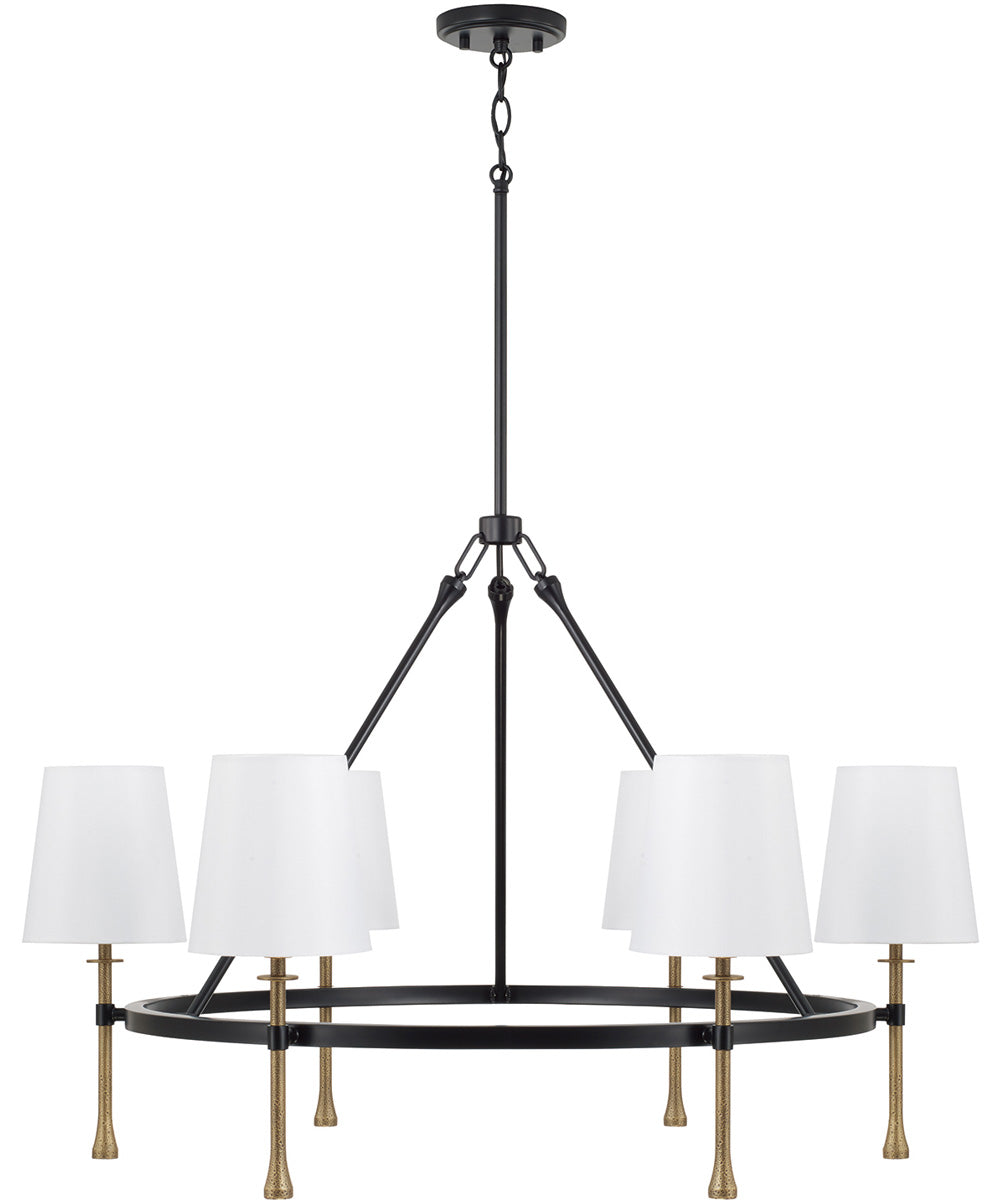 Hollis 6-Light Chandelier Matte Black with Hammered Gold
