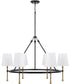 Hollis 6-Light Chandelier Matte Black with Hammered Gold