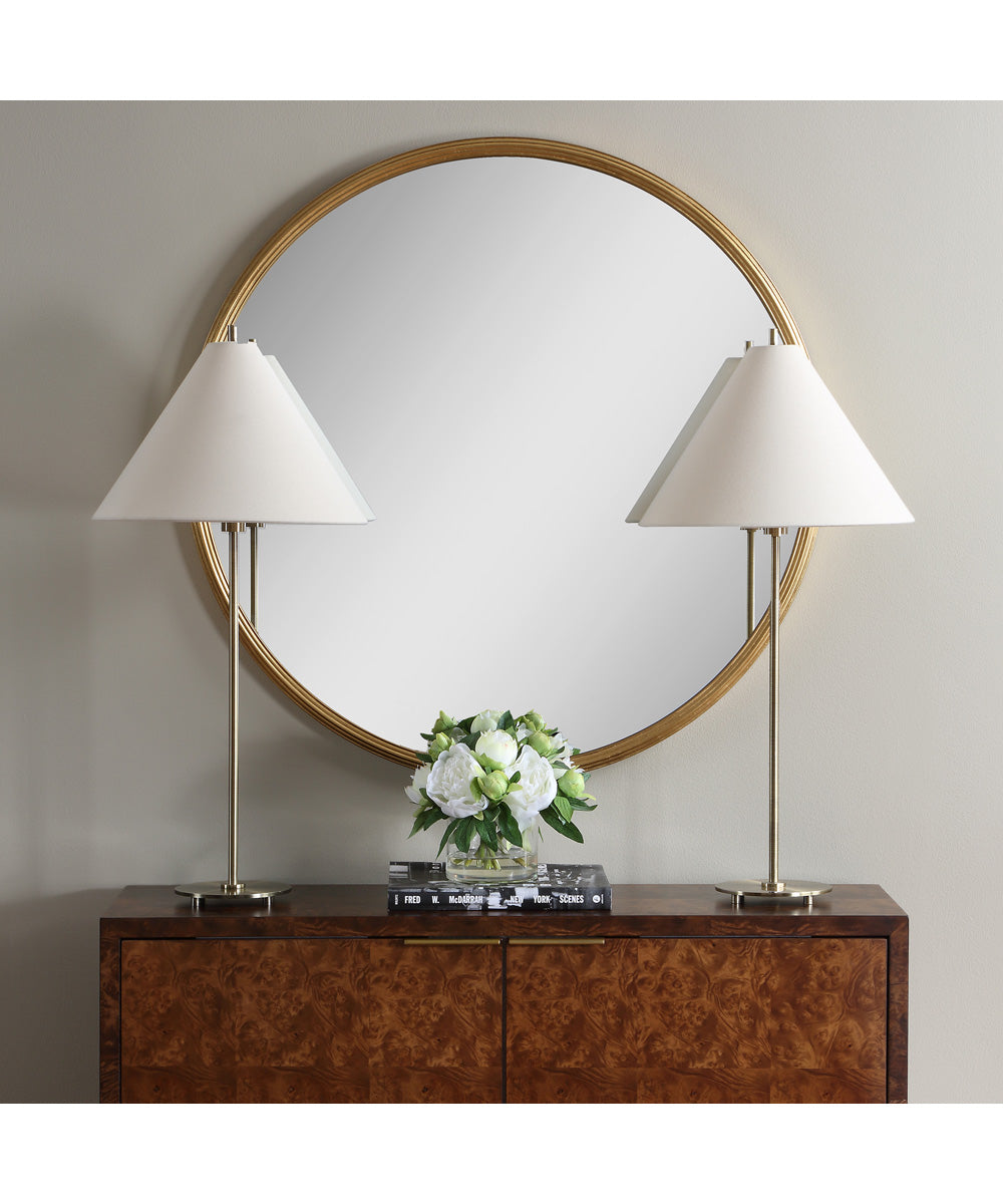 Set of 2 Table Lamps with Coolie Shades in Antique Brass