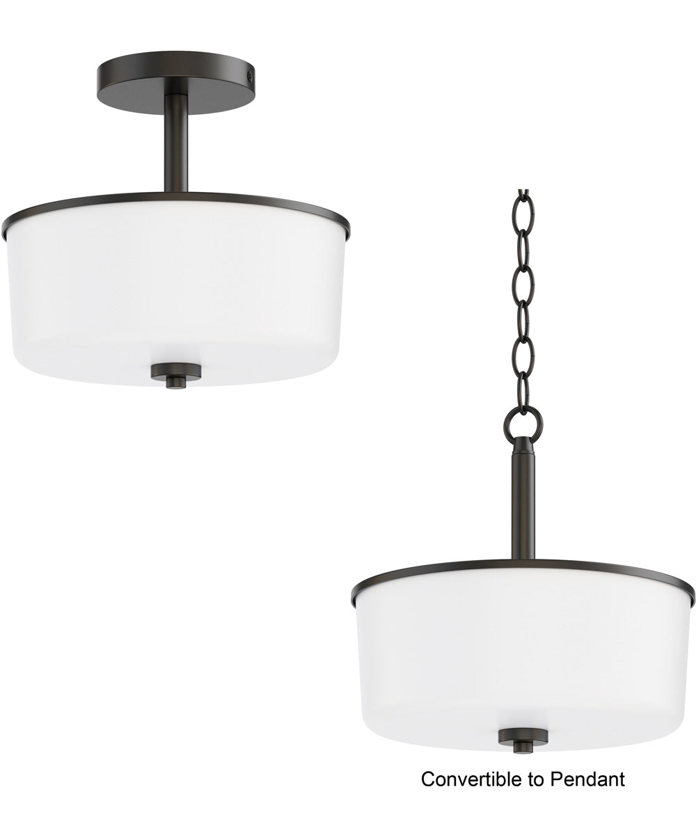 Fuller 2-Light Semi Flush/Pendant Convertible Black