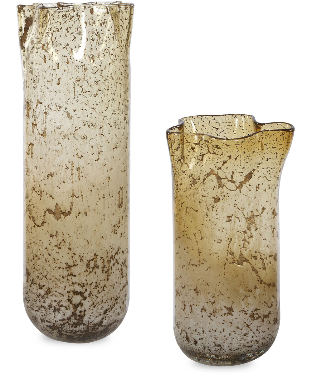Rhine Seeded Glass Vases Set of 2