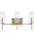 Elara 3-Light Clear Glass New Traditional Bath Vanity Light Vintage Brass