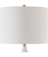 Ceramic Table Lamp in Distressed White Glaze and White Fabric