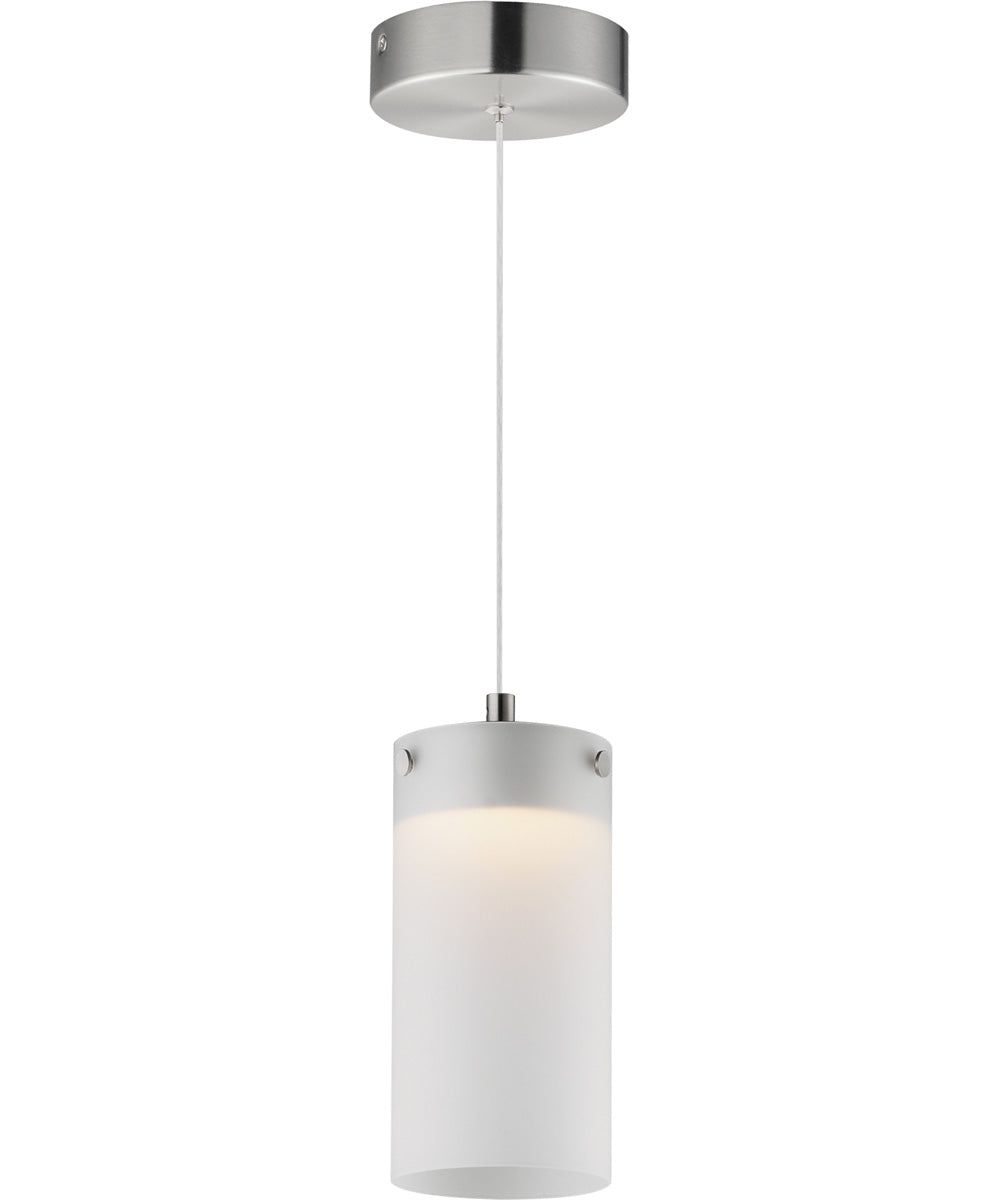 Highball Frosted LED Mini Pendant Satin Nickel