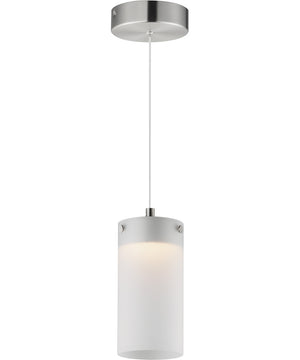 Highball Frosted LED Mini Pendant Satin Nickel