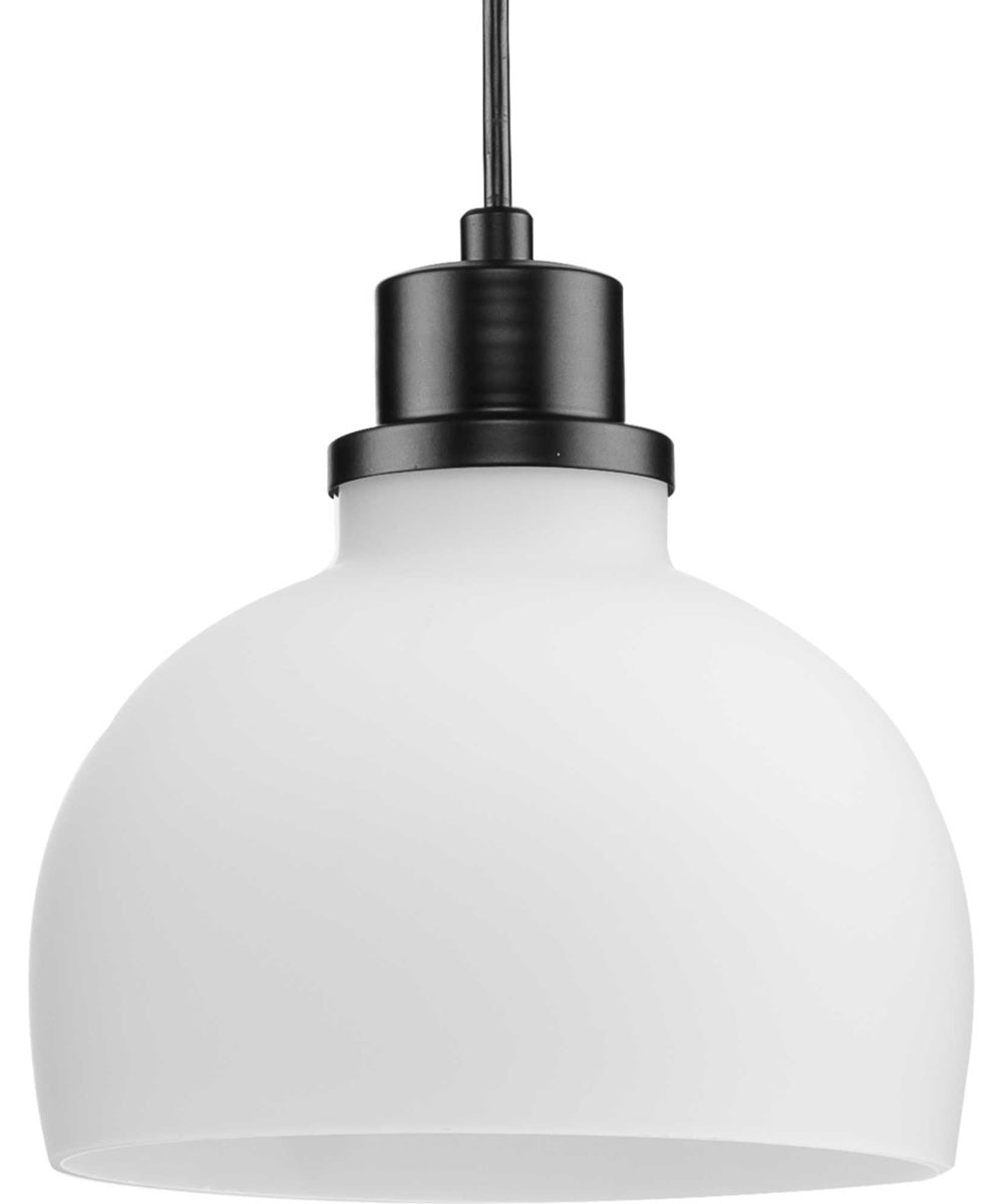 Garris 1-Light Etched Opal Glass Transitional Mini-Pendant Matte Black