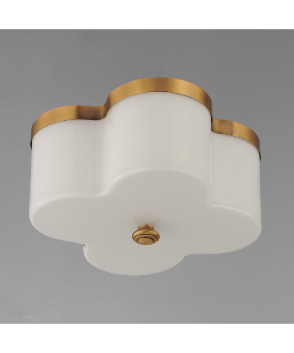 Clover 2-Light Flush Mount Natural Aged Brass