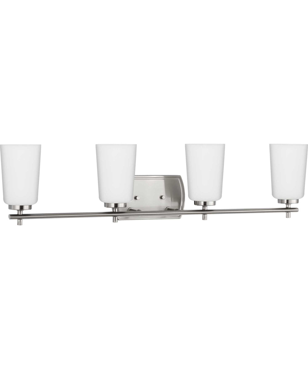 Adley 4-Light Etched Opal Glass New Traditional Bath Vanity Light Brushed Nickel