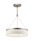 18"w Mercel 3-Light Modern Drum LED Pendant Satin Nickel Finish with White Linen Shade