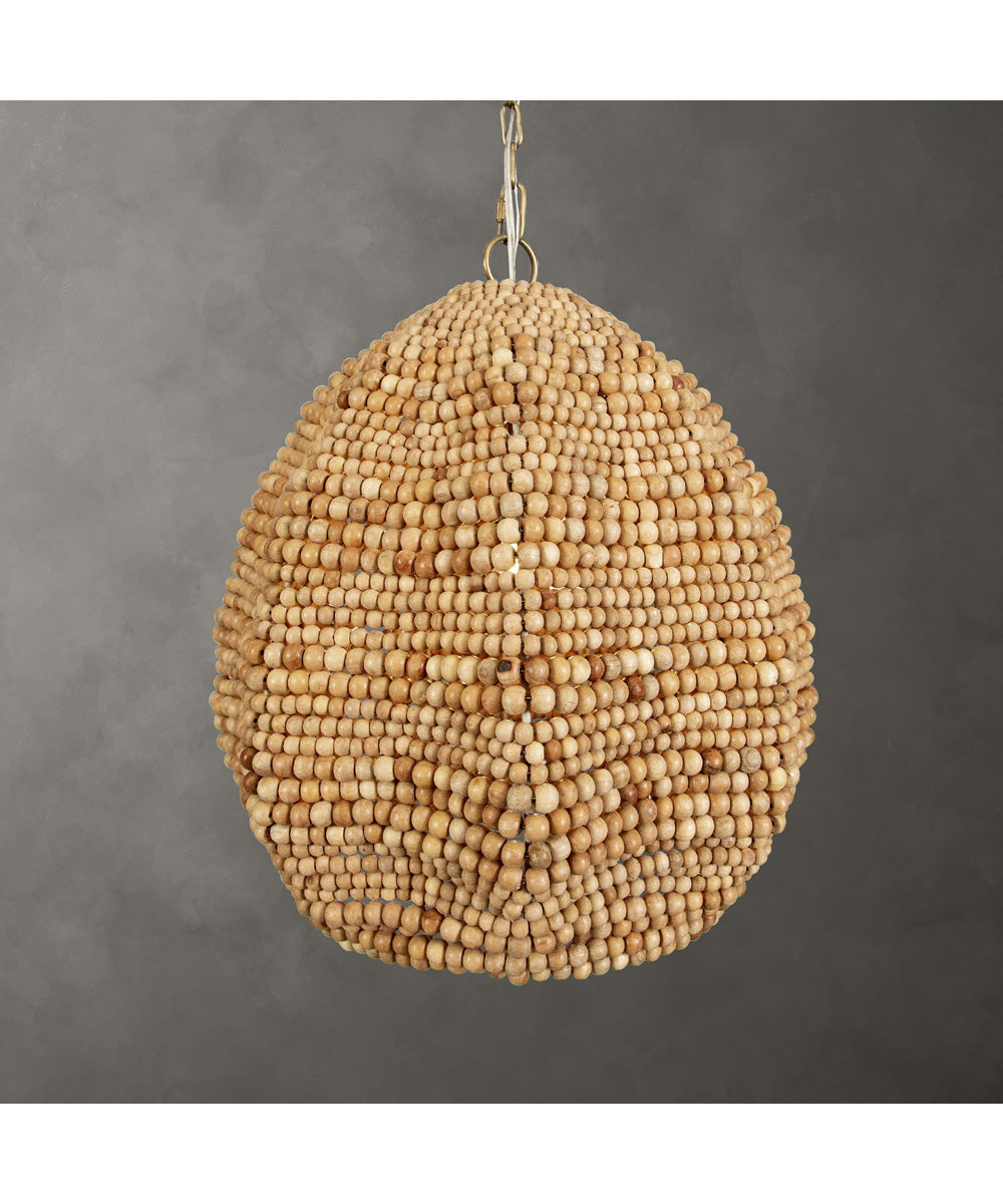 Kauri 1 Light Wooden Bead Pendant