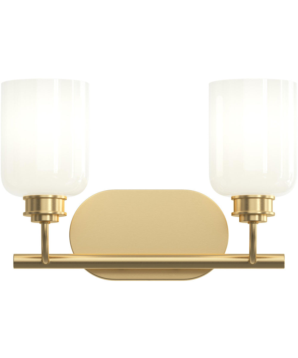 Reines 2-Light Bath Vanity with Opal Glass Shades Brushed Gold