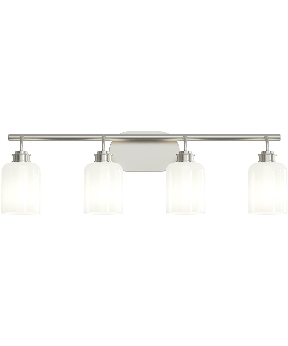 Reines 4-Light Bath Vanity with Opal Glass Shades Brushed Nickel