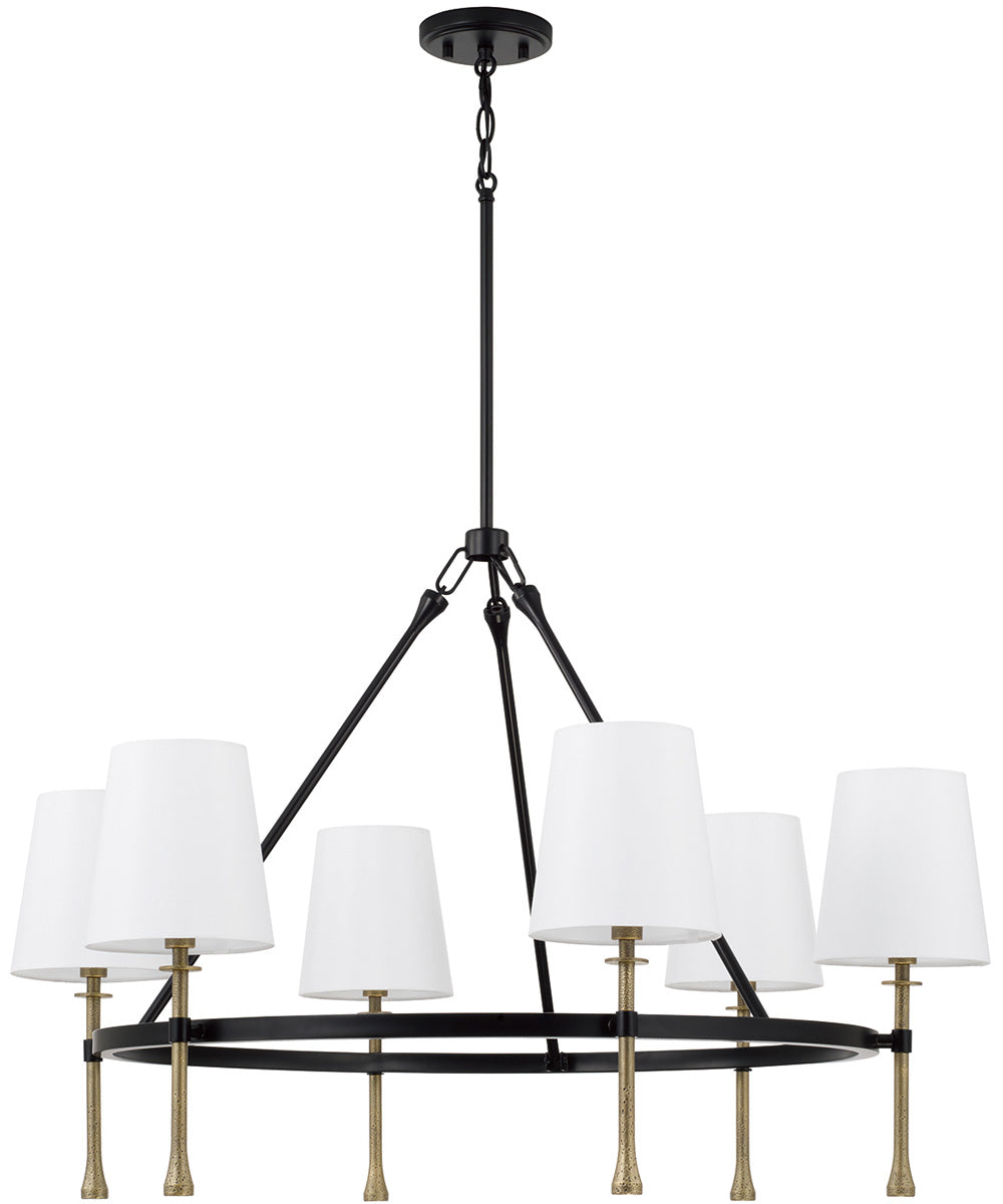 Hollis 6-Light Chandelier Matte Black with Hammered Gold