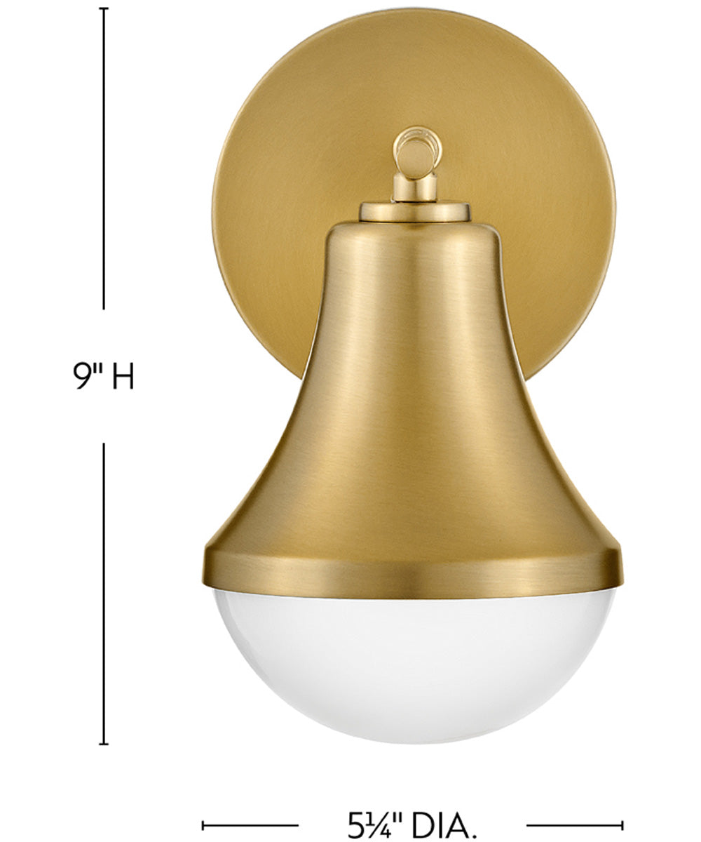 Haddie 1-Light Small Single Light Vanity in Lacquered Brass