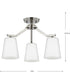 Vertex 3-Light Etched White Convertible Chandelier Brushed Nickel