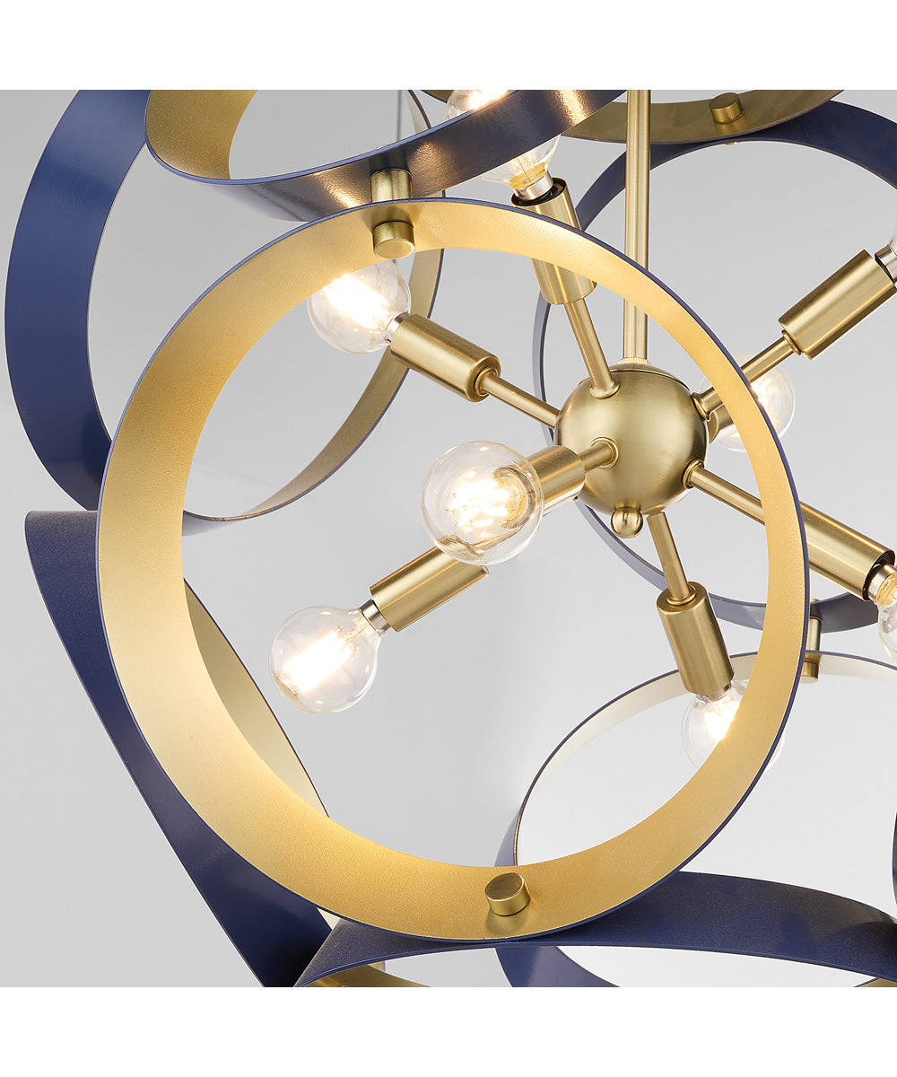 Domain 8-light Pendant Blue|Aged Brass