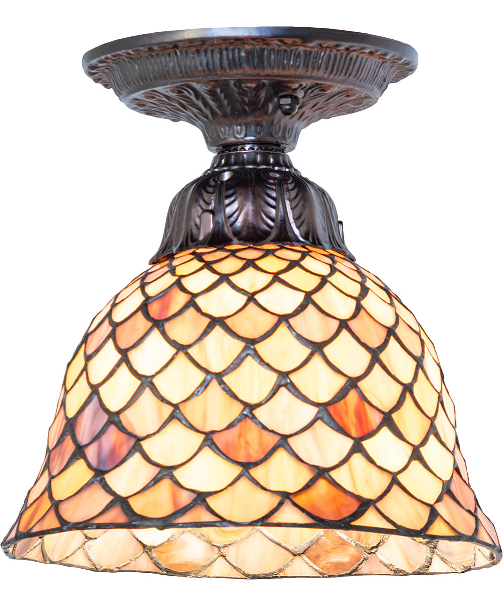 8" Wide Tiffany Fishscale Flushmount
