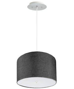 16" W 2 Light Pendant Granite Gray Shade with Diffuser, White Cord