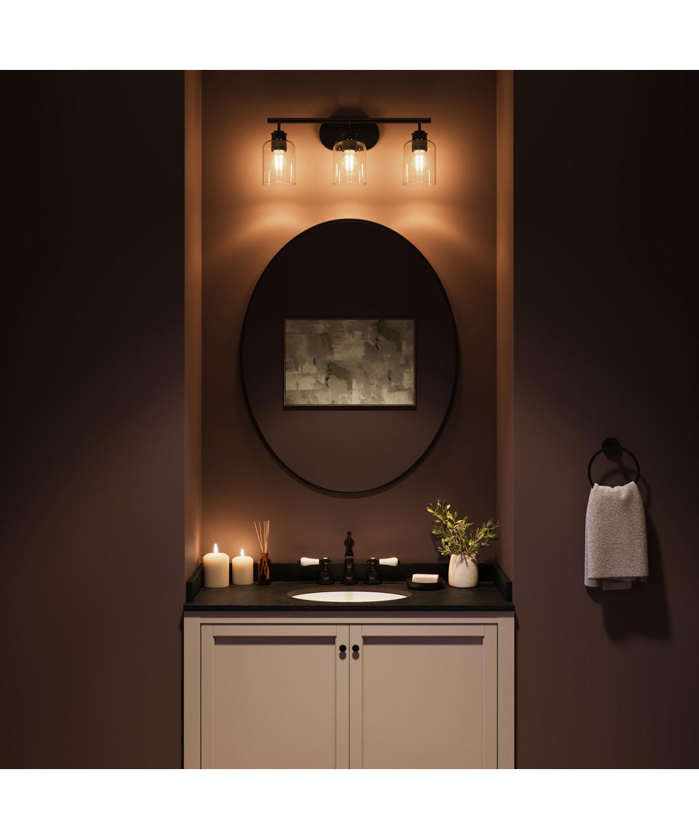 Reines 3-Light Bath Vanity with Clear Glass Shades Matte Black