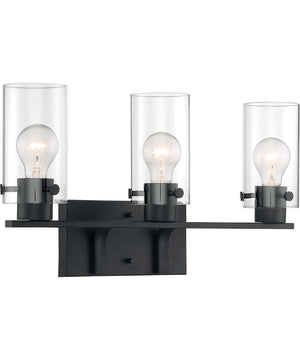 21"W Sommerset 3-Light Vanity & Wall Matte Black