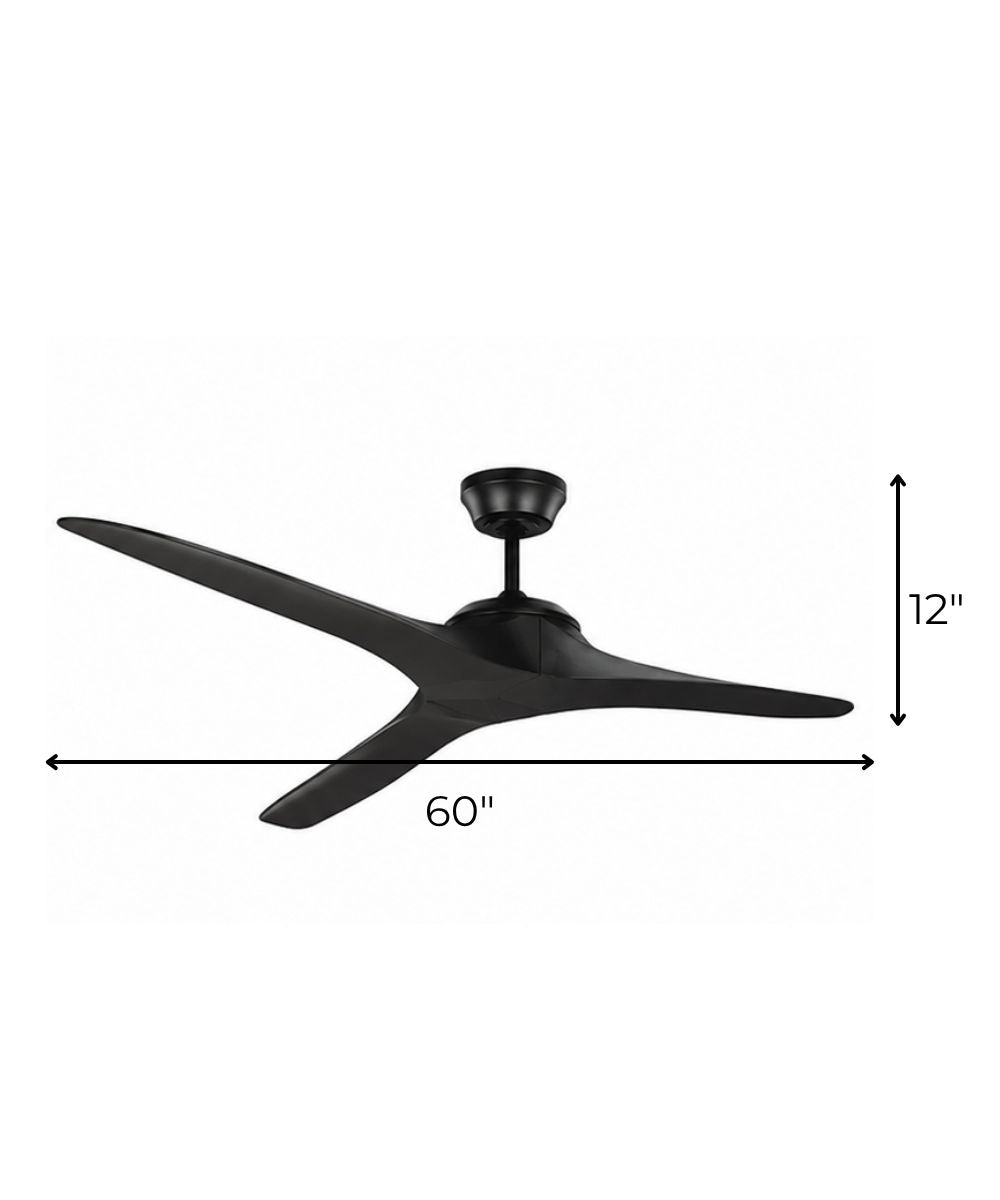 60" Edge Coastal 3-Blade Indoor/Outdoor Ceiling Fan Midnight Black Finish with Remote