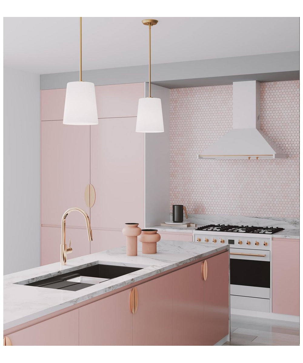 Clarion 1-Light Etched White Pendant P500429 Satin Brass