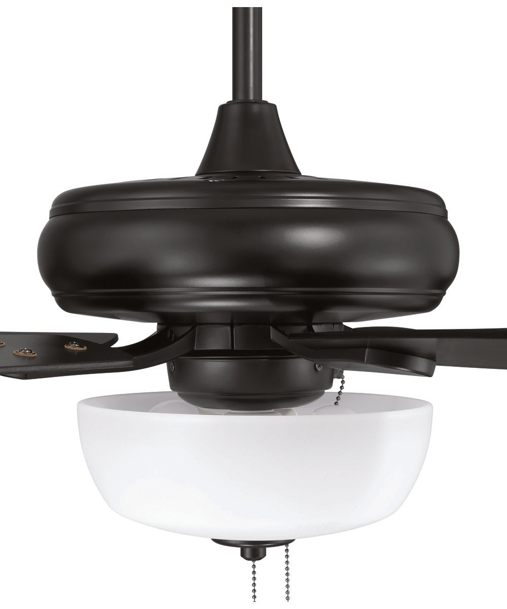 EOS 2 Light Frosted White Bowl 52" Ceiling Fan 2-Light Fan Flat Black