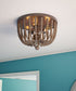 Dumas 16"W 3-Light Golden Bronze Finish Distressed Gray Wood Bead Flushmount by KenroyHome