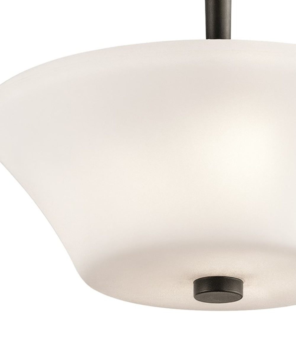 15"w Aubrey 3-Light Semi Flush Ceiling Light Olde Bronze Finish with Satin Etched Opal Glass Shade