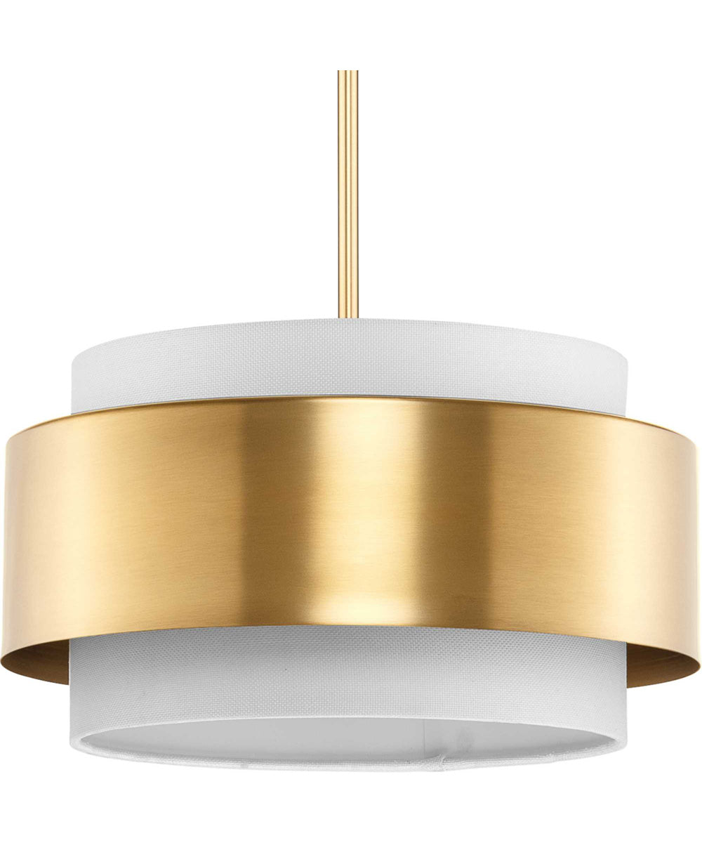 Silva 3-Light White Linen Shade Pendant Brushed Bronze