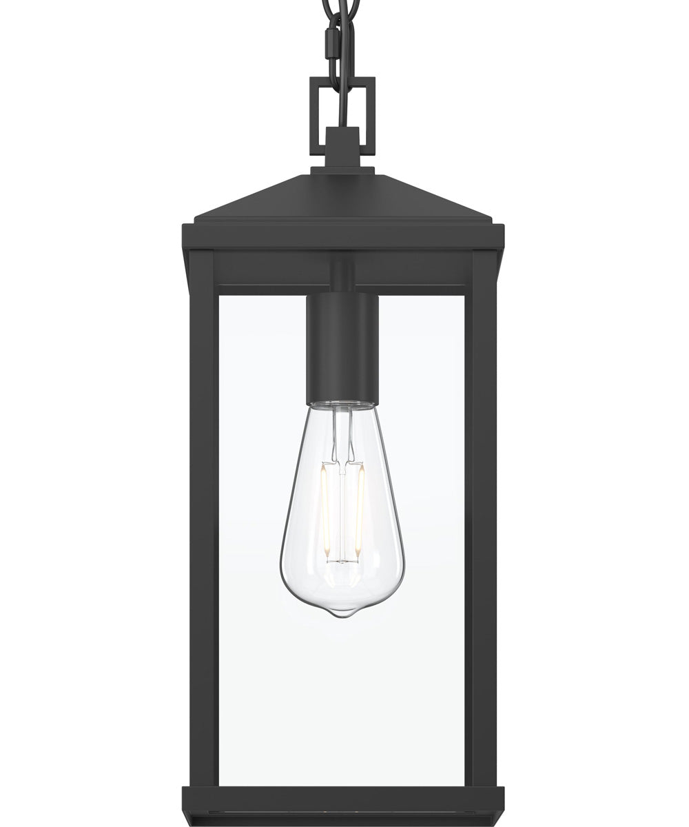 Cantley Outdoor Pendant with Clear Glass Panels Matte Black