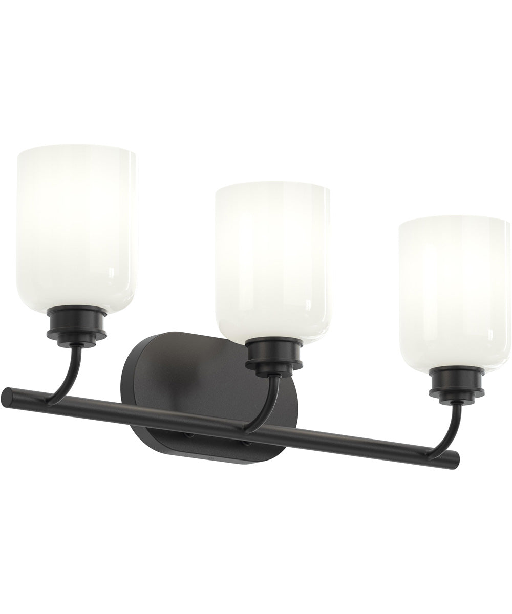 Reines 3-Light Bath Vanity with Opal Glass Shades Matte Black