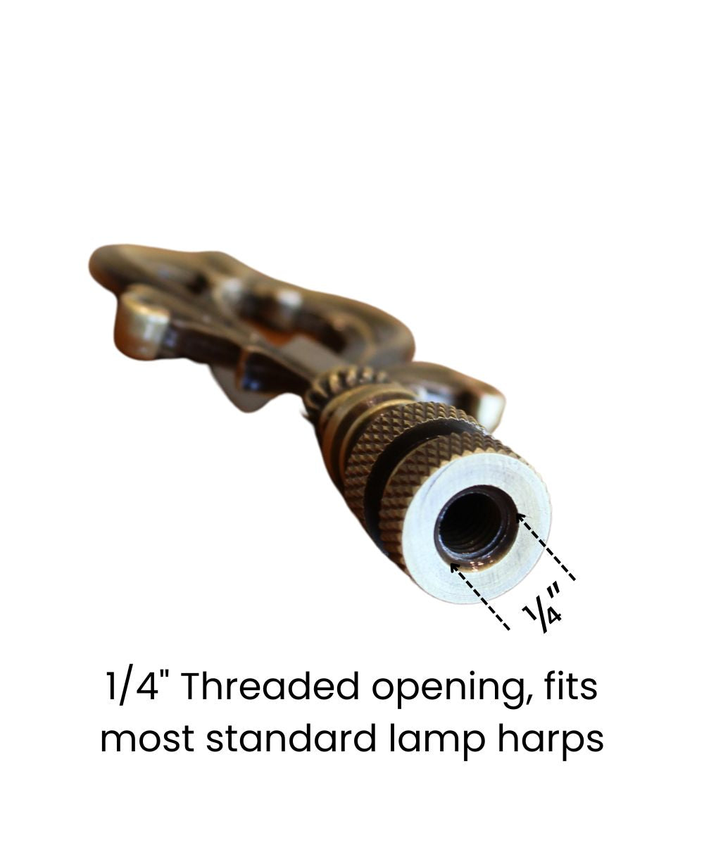 Neo-Classical Church Key Lamp Finial Antique Brass, 3.1"h