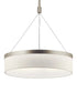 18"w Mercel 3-Light Modern Drum LED Pendant Satin Nickel Finish with White Linen Shade