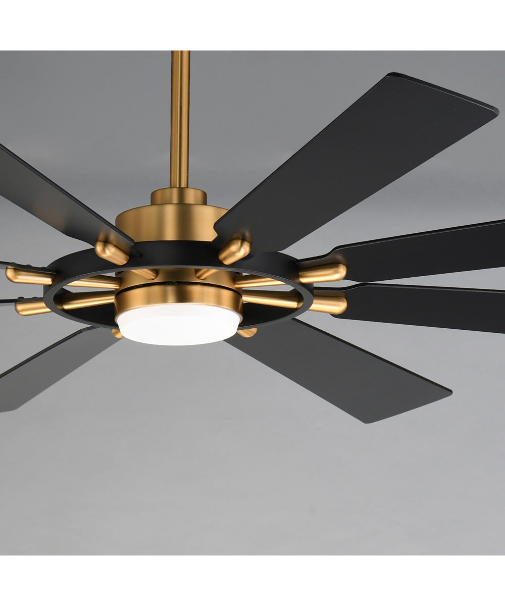 Helm 72 inch Indoor Fan w LED Light Kit Black / Natural Aged Brass