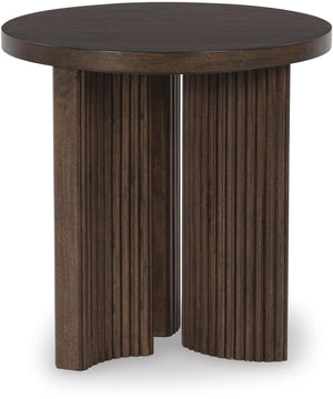 Korestone Round End Table Dark Brown