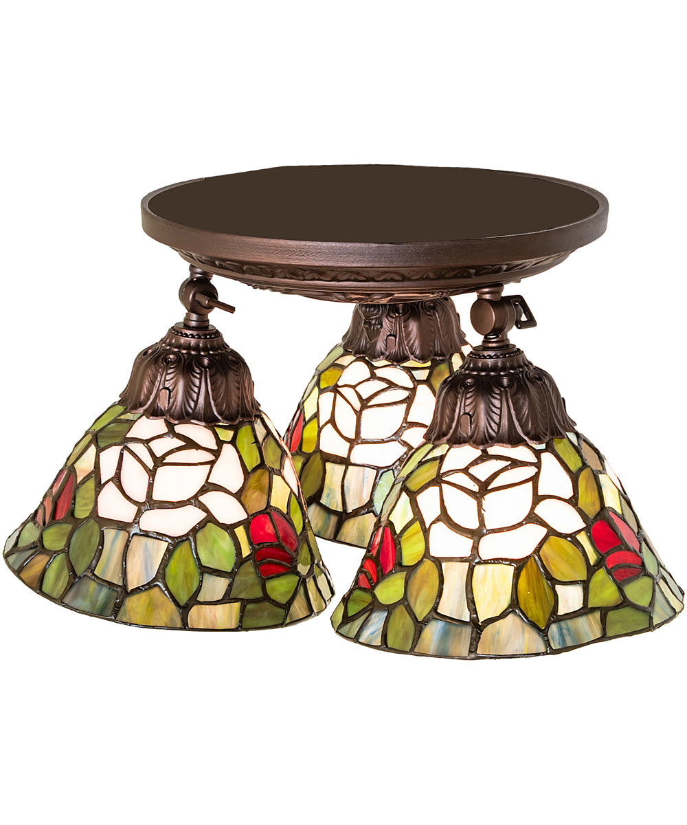 16" Wide Tiffany Rosebush 3 Light Semi-Flush Mount