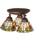 16" Wide Tiffany Rosebush 3 Light Semi-Flush Mount