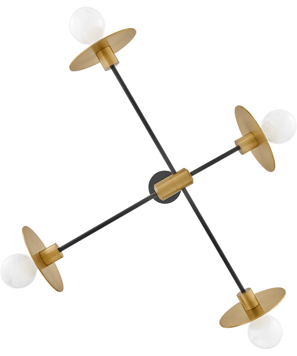 Lulu 4-Light Medium Mobile Single Tier in Lacquered Brass