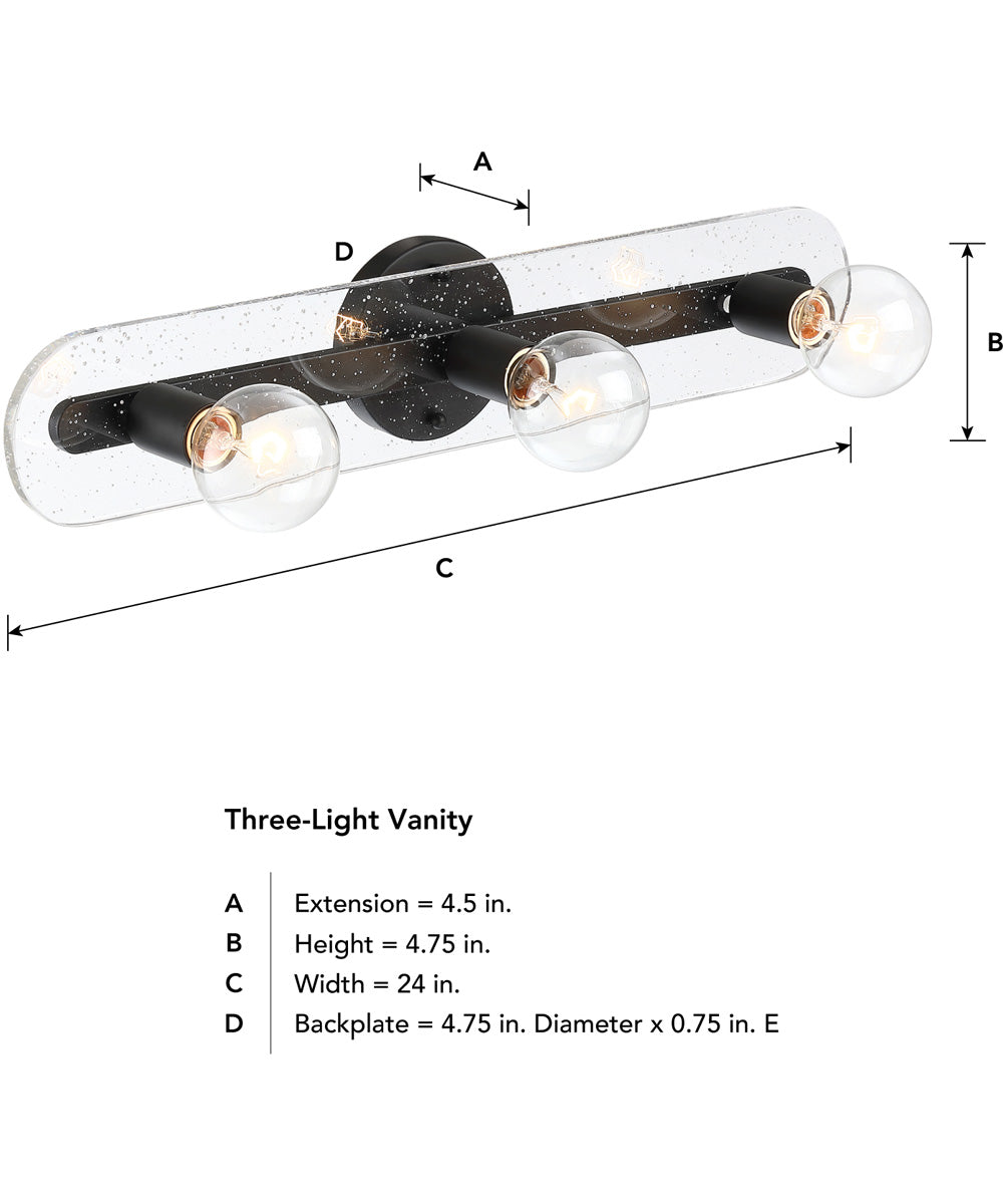 Demi 3 Light Vanity Matte Black