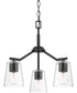 Vertex 3-Light Clear Glass Convertible Chandelier Matte Black