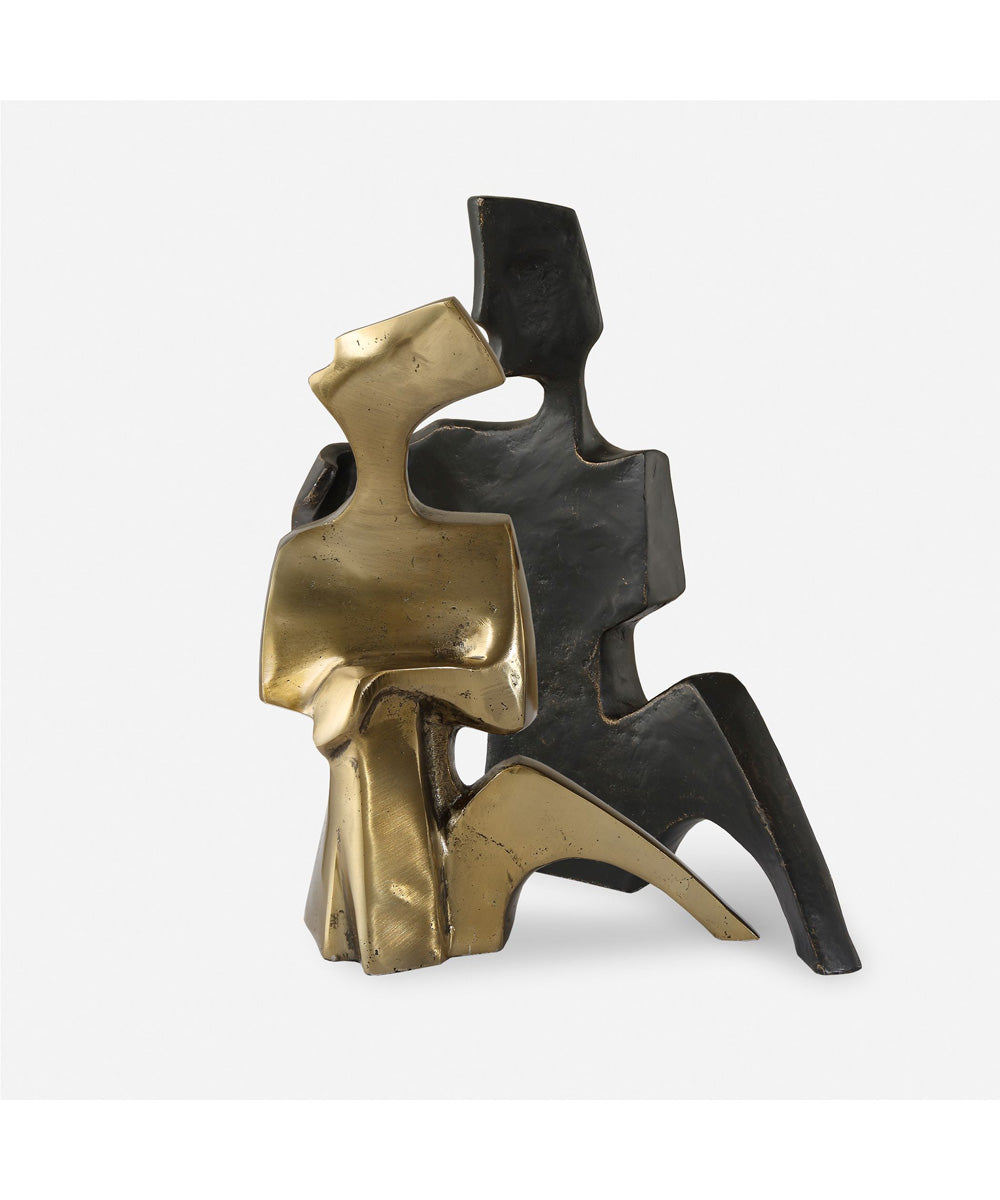 Affection Bronze Gold Sculpture, Set of 2