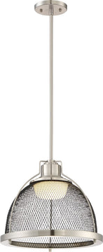 14"W Tex 1-Light Pendant Brushed Nickel / Black