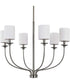 Bonita 6-Light White Linen Fabric Shade Luxe Chandelier Light Brushed Nickel