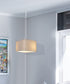 1 Light Swag Plug-In Pendant 14"w Rounded Corner Square Oatmeal Drum Shade, White Cord