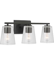 Vertex 3-Light Clear Glass Contemporary Bath Light Matte Black