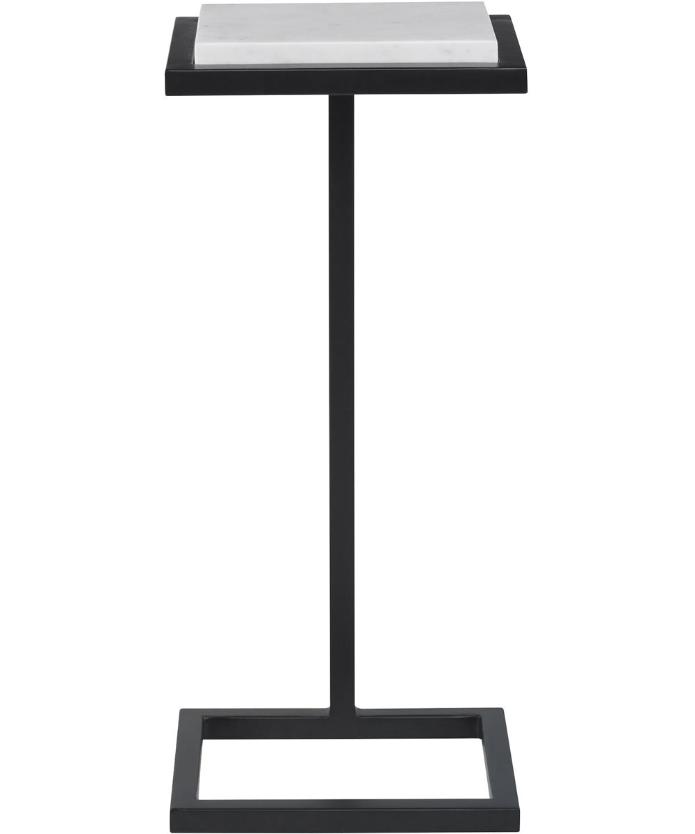 Martini Table in Satin Black with White Polished Marble