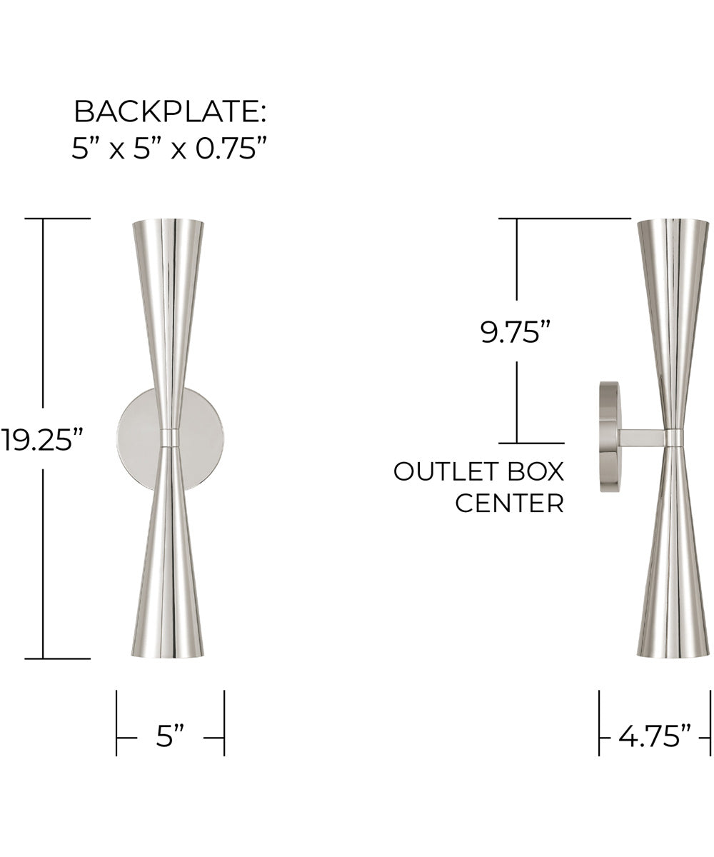 Levi 2-Light Sconce Polished Nickel
