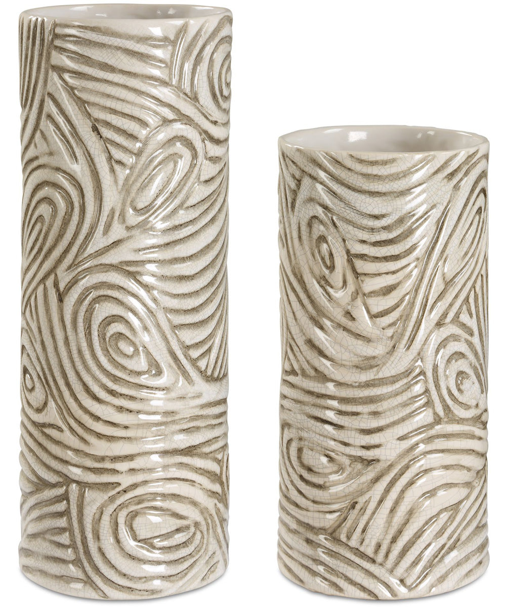 Timber Swirl Earth Tone Vases Set of 2
