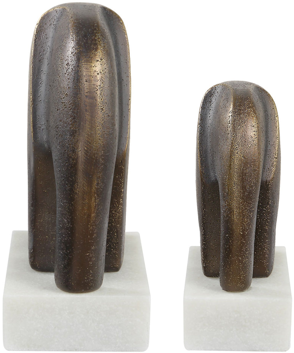 Timeless Tusk Bronze Sculptures Set of 2